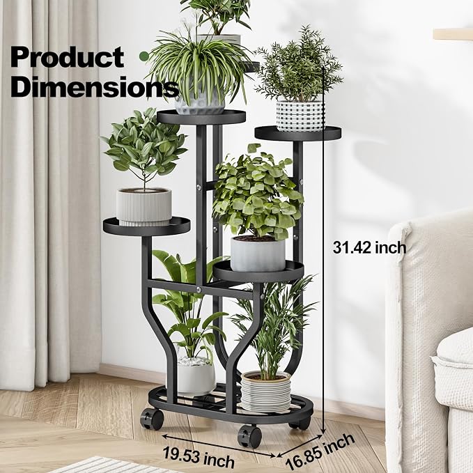 Plant Stand 5 Tier Indoor Outdoor Metal Flower Shelf - Image 2