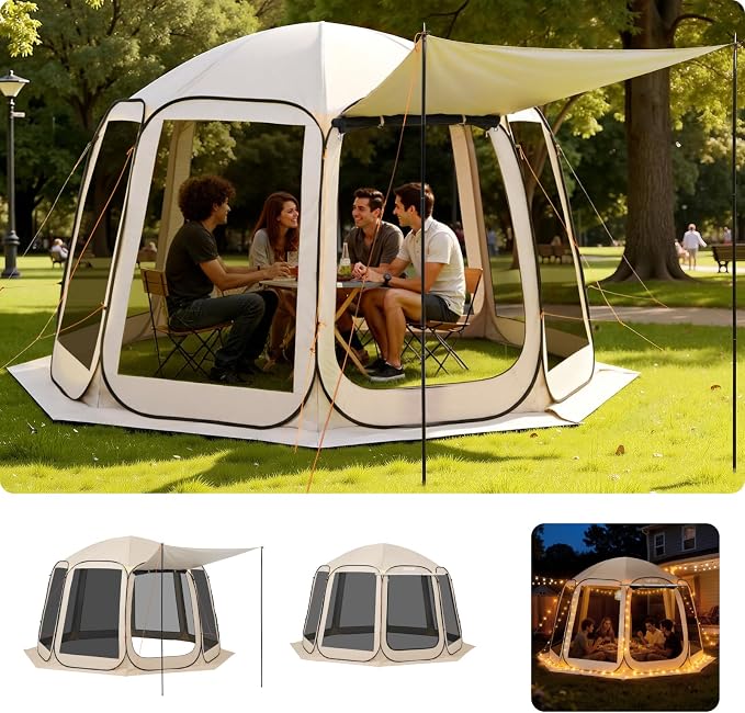 VEVOR Pop up Screen House Tent, 12 x 11 ft, 10-12 Person Screen Gazebo by VEVOR