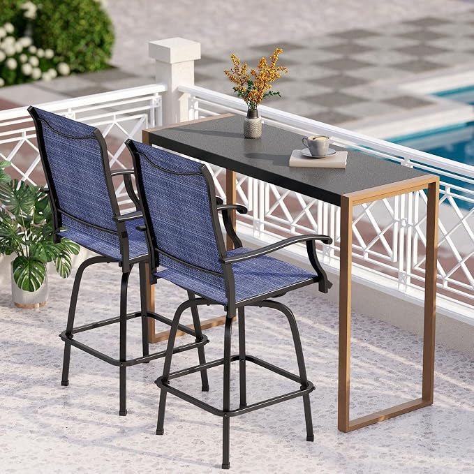 PHI VILLA 3 Piece Outdoor Bar Set, High Top Patio Bistro Table and Bar Chairs by PHIVILLAThepioneerofcomfortablehouseholdsupplies