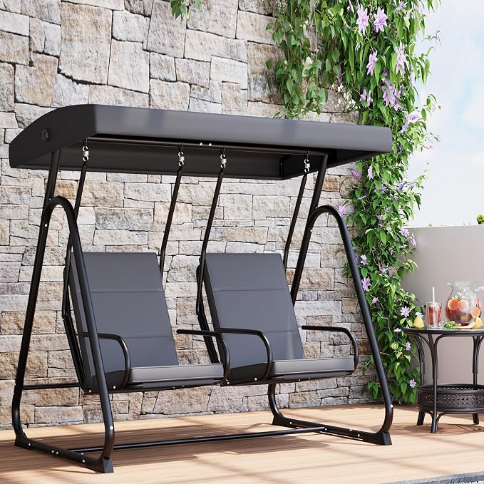 GarveeLife 2 Person Porch Swing Chair, Heavy Duty Outdoor Patio Swing Glider - Image 9