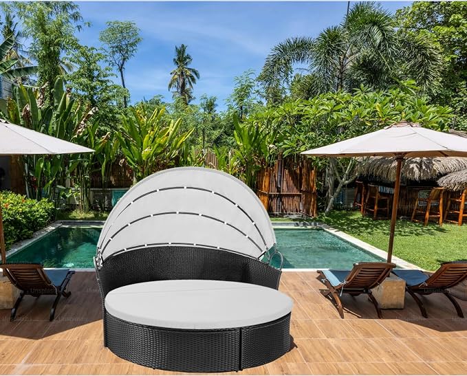 Outdoor Weatherproof Sunproof Waterproof Round Bed Cover, - Image 6