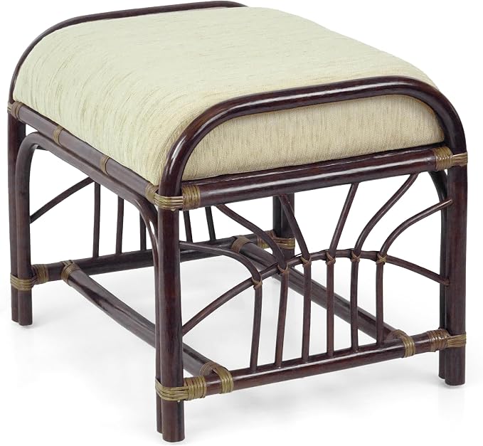 Krit Handmade Rattan Wicker Ottoman Footstool - Image 4
