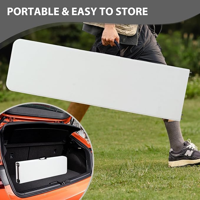 6ft Plastic Folding Bench with Carrying Handle & Lock, Portable Outdoor Bench - Image 7