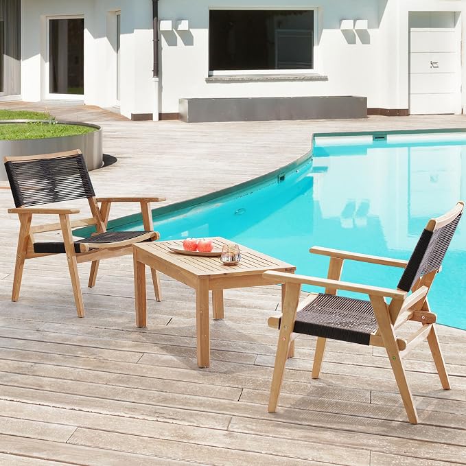Outdoor Patio Chairs Set of 2 Black Rope Furniture Chairs 2-Person Outdoor by Unknown