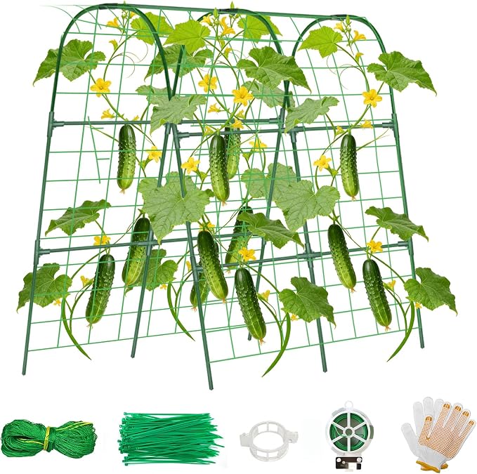 Cucumber Trellis for Raised Bed, U-Shape Garden Trellis for Climbing Plants by ZPMOCKAQ