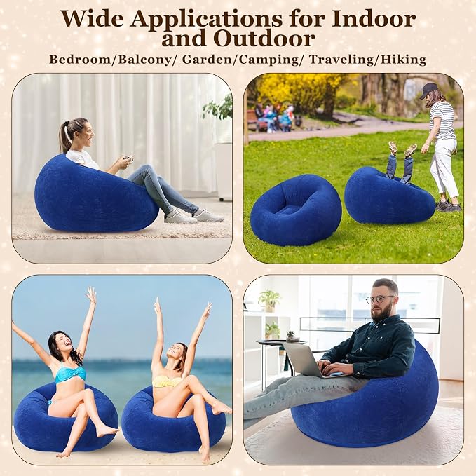 Realspring Inflatable Bean Bag Chairs Outdoor Blow up Camping Chairs Inflatable - Image 4