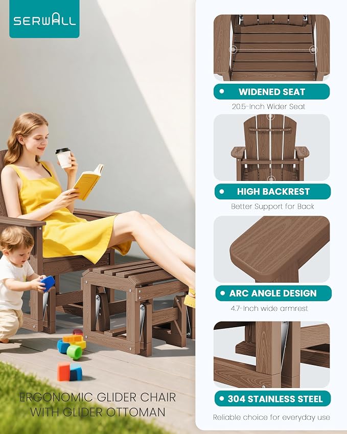 SERWALL Outdoor Glider Chair Set of 4 - Image 6