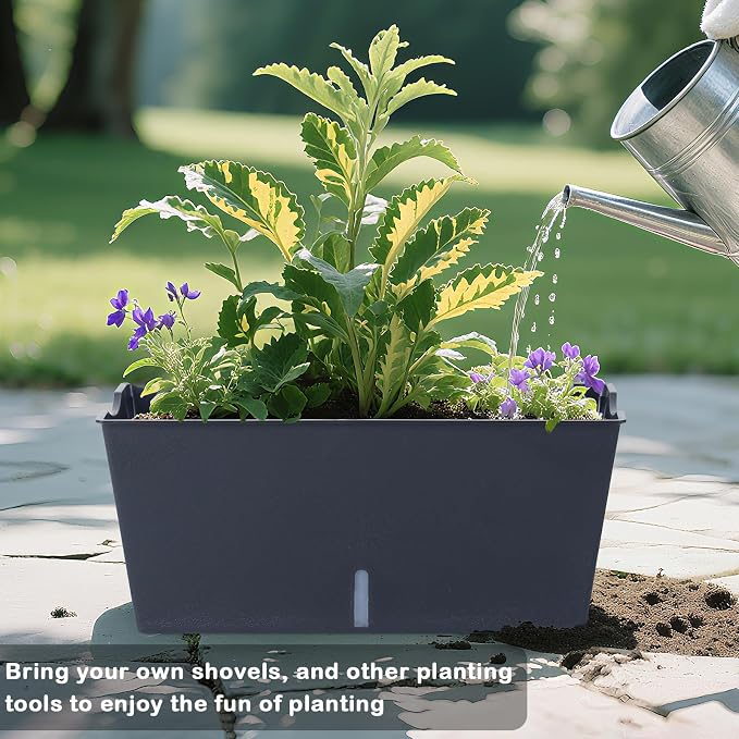 Window Box Planter 6 Pcs, 16.5 Inches Self Watering Rectangle Flower Plant Pots - Image 3
