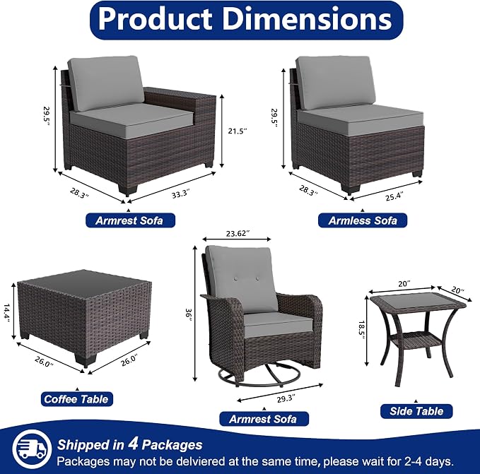 9 Pieces Patio Furniture Set - Image 2
