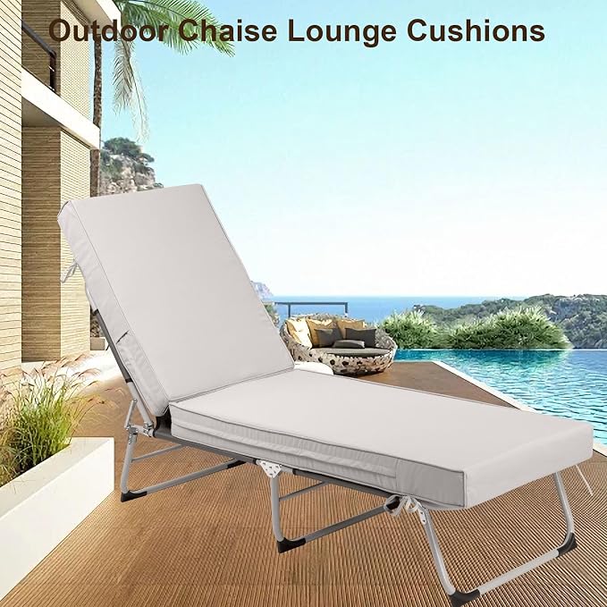 Outdoor Chaise Lounge Cushion, 4 Inch Thick Waterproof Fade Resistant Patio - Image 6