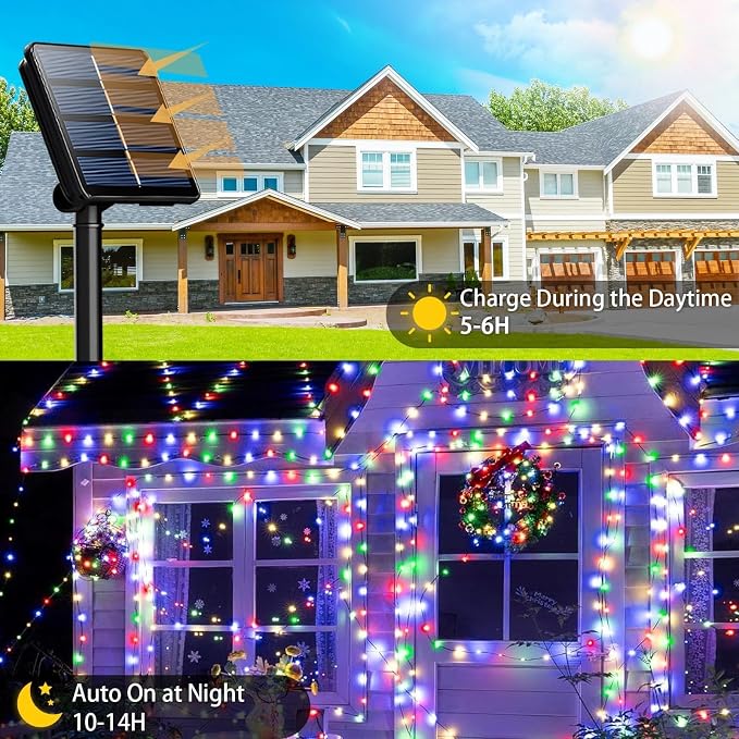 4-Pack Solar Fairy Lights Outdoor, 800 LEDs 264FT Extra-Long Solar String Lights - Image 3