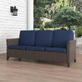 Patio Couch with High Back, All Weather PE Wicker Couch with Waterproof Cushion by Welcome