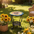 Outdoor Side Table Mosaic Patio Small End Table Metal Coffee Tea Accent Table by HugCoz