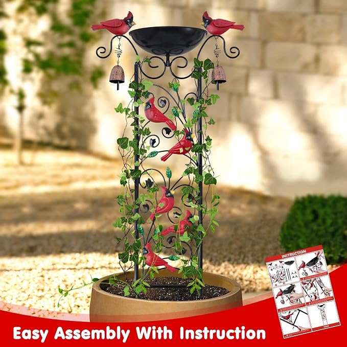 Cardinal Bird Bath Garden Trellis - Image 4