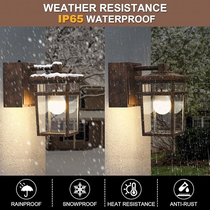 Porch Light with GFCI Outlet, Dusk to Dawn Outdoor Lighting with Aluminum Frame - Image 5