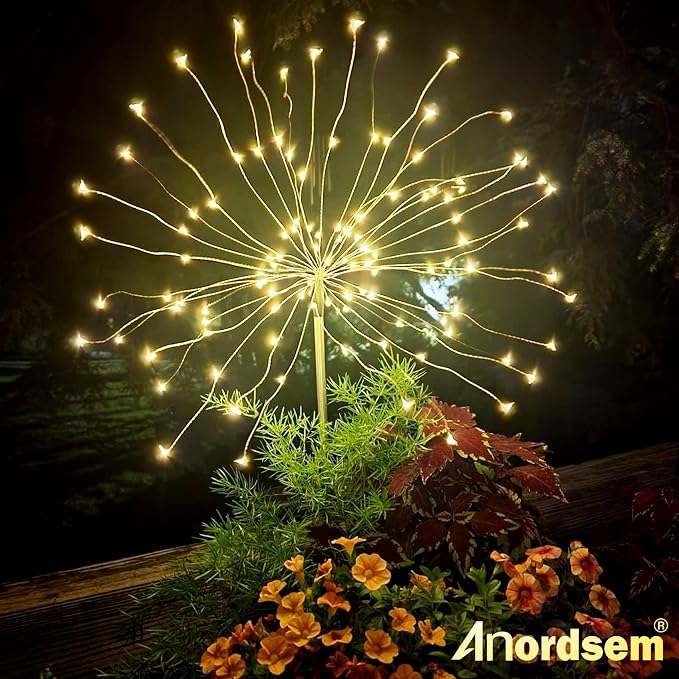 Anordsem Solar Garden Lights Outdoor: Bendable Copper Wire - Image 2