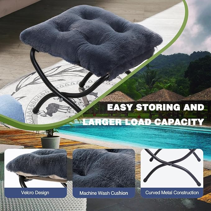 15" Foldable Foot Stool Ottoman - Image 3