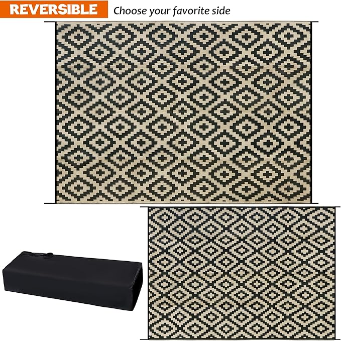 SAND MINE Reversible Mats, Plastic Straw Rug, Modern Area Rug, Large Floor Mat - Image 3