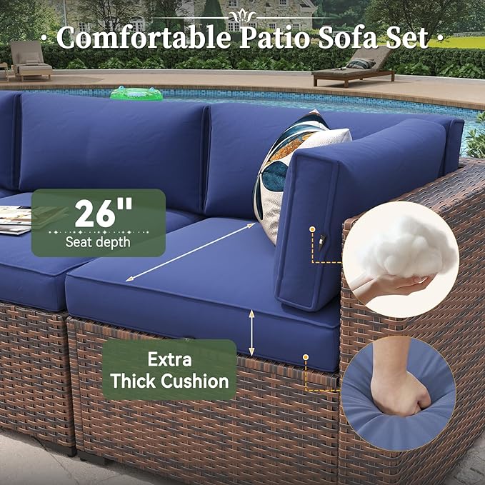 Aoxun 14 Piece Patio Furniture Set Wicker Rattan Patio Conversation Set Outdoor - Image 3