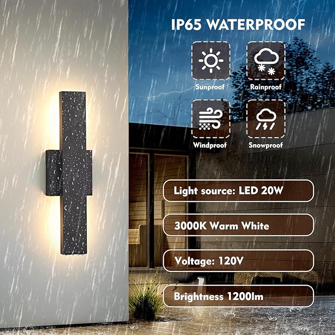 Outdoor Modern LED Wall Light Fixtures, Modern Porch Patio Light Fixture - Image 3