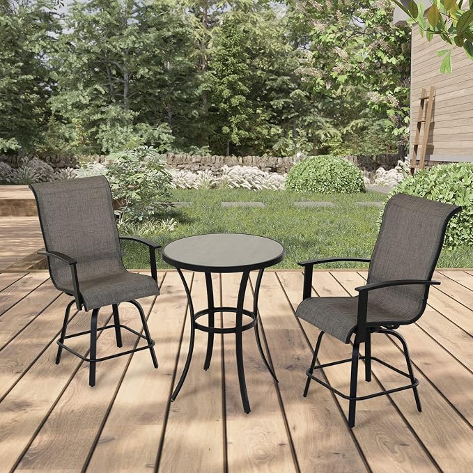 Grand patio 3 Piece Counter Height Patio Bar Set, Modern Round Bar Table and - Image 2