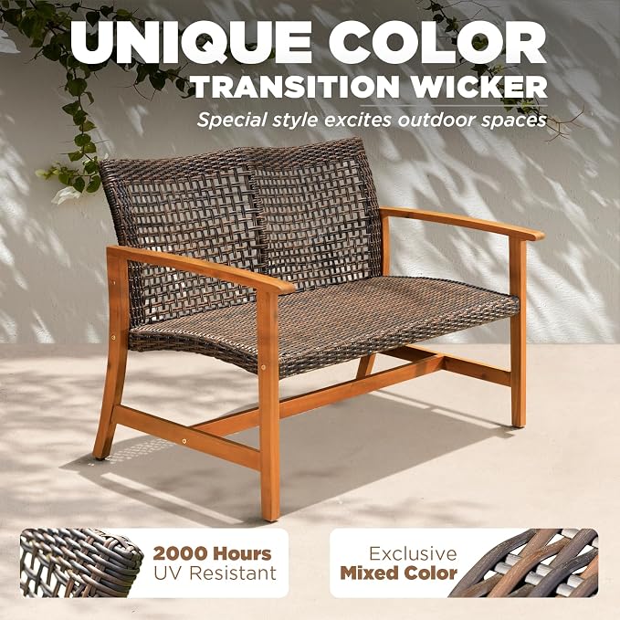Idzo Harmonie 800lbs Capacity Outdoor Loveseat Furniture, FSC Certified Acacia - Image 4