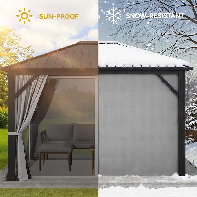 YITAHOME 10'X12' Single Hardtop Gazebo Metal Outdoor Patio Galvanized Iron - Image 5