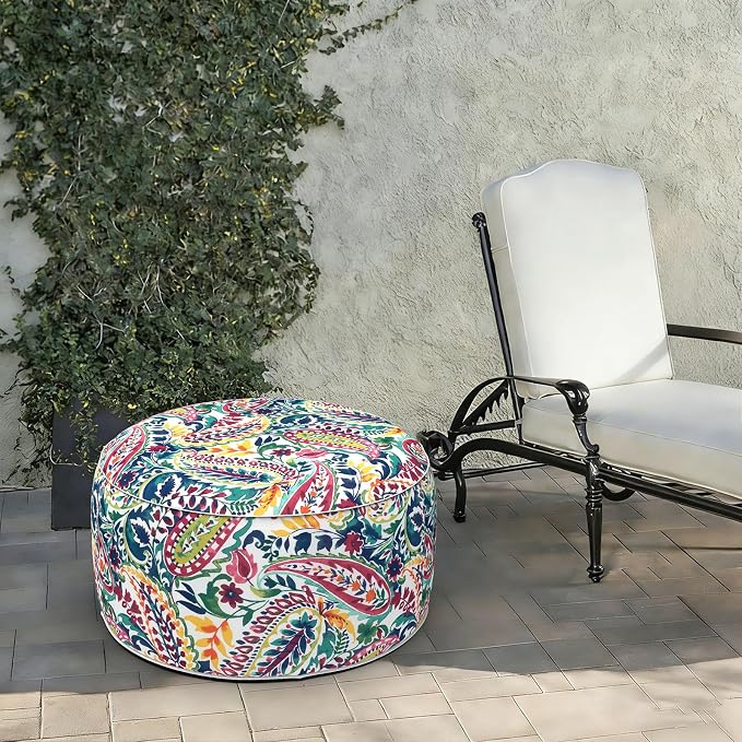 LVTXIII Indoor/Outdoor Extra Large Inflatable Ottoman Pouf D31 x H14 Inch - Image 2