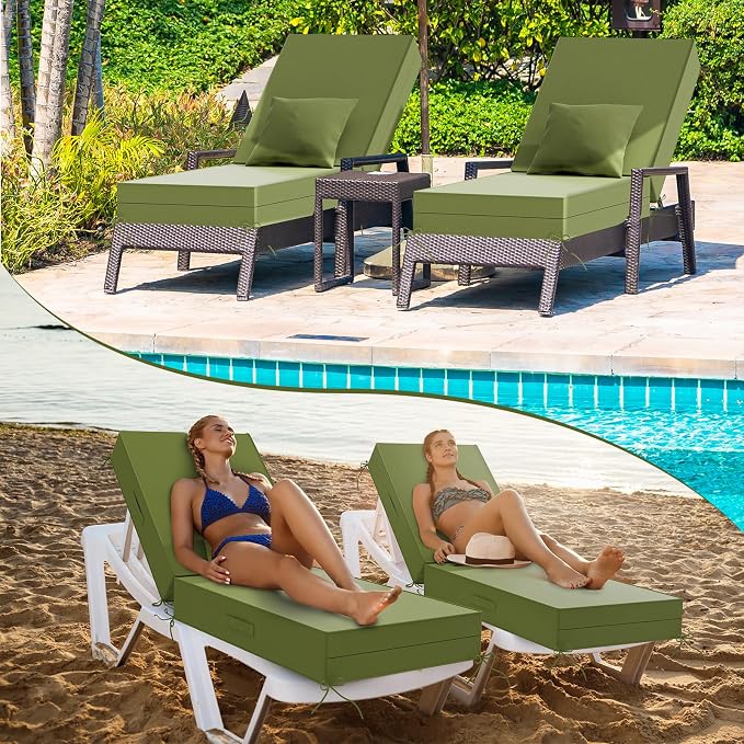 Outdoor Water-Resistant Olefin Chaise Lounge Cushions - Image 8