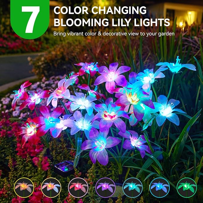 WdtPro Solar Lights Outdoor Waterproof Clearance, 8 Pack RGB Solar Garden Lights - Image 5