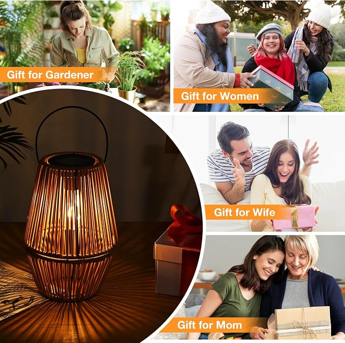 Uspring 3-in-1 Solar Lanterns Outdoor Waterproof Rattan Woven Hanging Solar - Image 7
