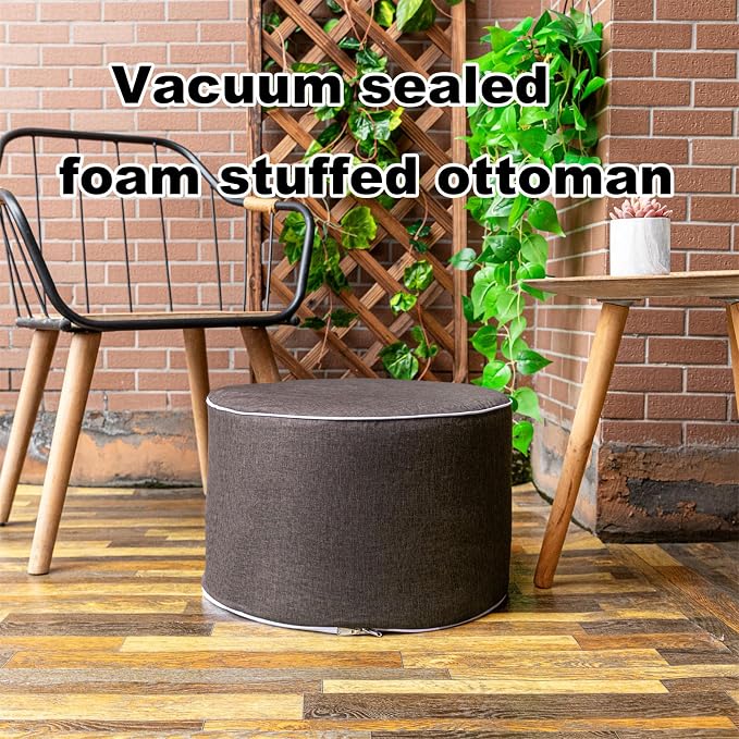 Asuprui Outdoor Indoor Foam Stuffed Ottoman Waterproof Round Ottoman Footrest - Image 4