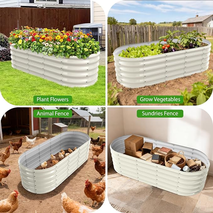 17" Tall Outdoor Garden Raised Garden Bed Kits, 5ft X 2ft Oval, 0.8MM Thick - Image 7