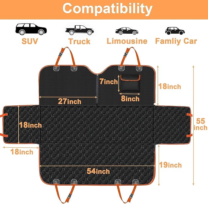 Mancro Dog Car Seat Cover for Back Seat, 2025 Upgraded 600D Heavy Duty - Image 6