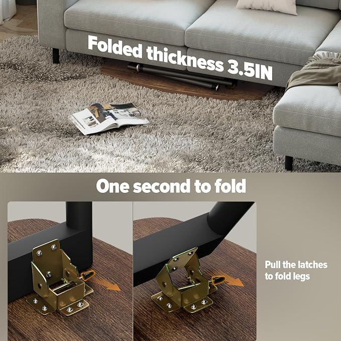WOHOMO Folding Coffee Table for Small Spaces, No Assembly Farmhouse Portable - Image 3