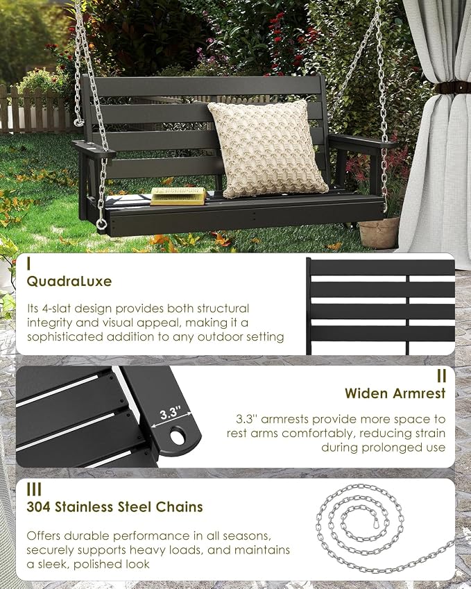 GREENVINES Porch Swing | 51’’ | HDPE Plastic | - Image 7