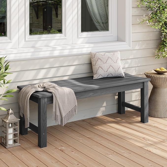 Stoog Outdoor Bench, 2-Person Outdoor Poly Lumber Backless Bench, Weatherproof - Image 2