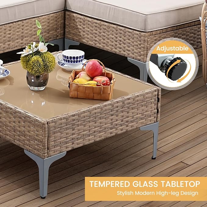 5 Piece Patio Furniture Set, Wicker Modular Outdoor Furniture - Image 5