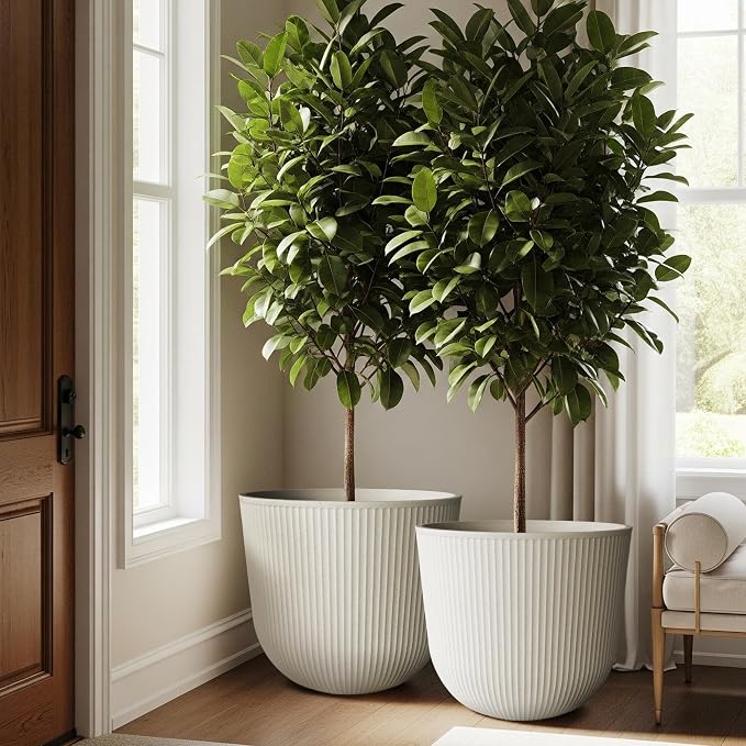 WORTH Garden Round Large Planter Pot Set of 2-17.5" Dia x 15.5" H - Image 8