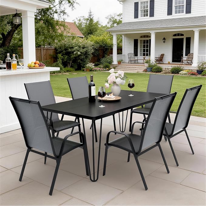 JEAREY Patio Dining Chairs Set of 6, Outdoor Stackable Dining Furniture Set - Image 4