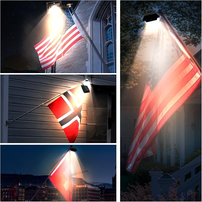 Solar Flag Pole Light, Bright Warm White 3000k Flagpole Light Upgrade Solar - Image 7