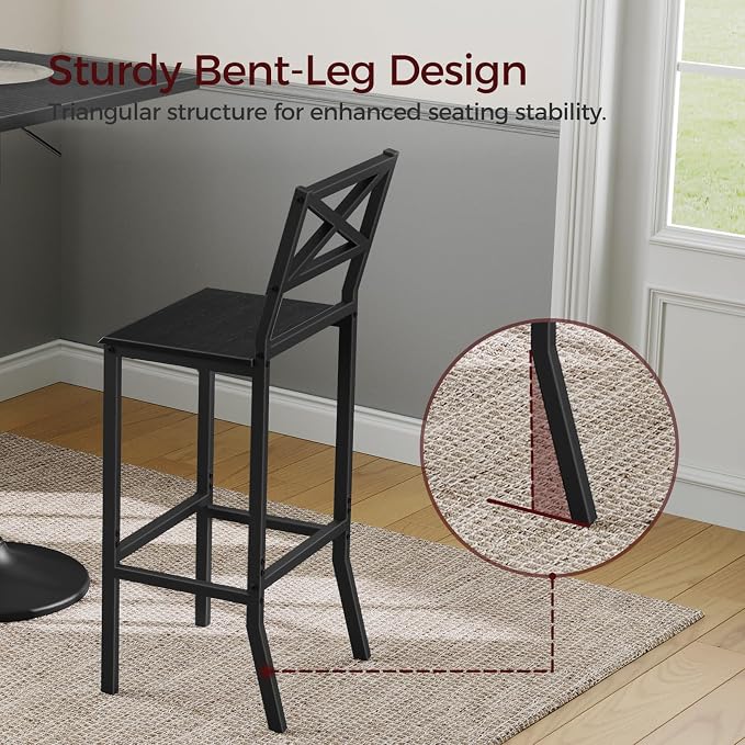 Bar Stools, Kitchen Breakfast Bar Chairs, Easy Assembly, - Image 4