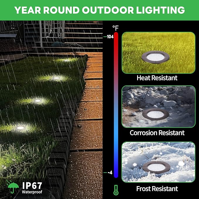 Ground Well Lights Kit, 12 Pack Landscape LED Low Voltage Inground Light and - Image 4