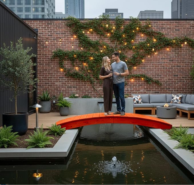 8 FT Cedar Amish Made Pinewood Heavy Duty Garden Bridge - Image 5