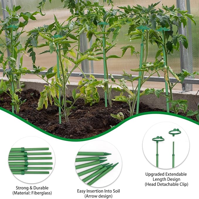 Extendable Plant Stakes, Length Scalable from 17.5IN to 30.1IN Plant Support - Image 4