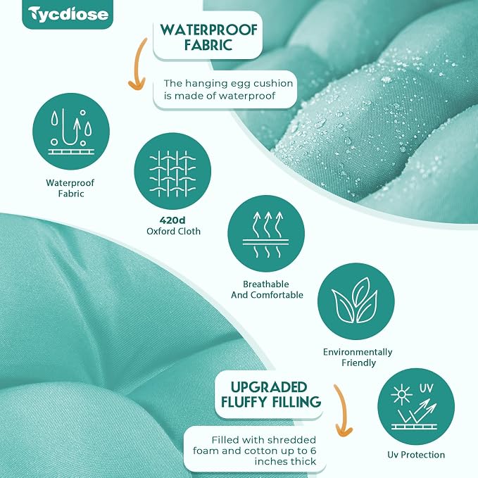 Egg Chair Cushion Replacement, Waterproof Outdoor Hanging Egg Chair Cushion - Image 4