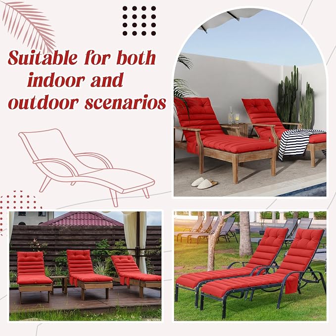 Kigley Outdoor Lounge Chair Cushions Set of 2, 72.8 x 24 x 2.3 Inch Patio - Image 5