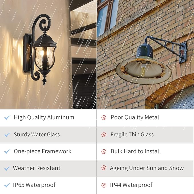 Outdoor Wall Sconces, 22.8" H Large Exterior Wall Lanterns, Waterproof Exterior - Image 6