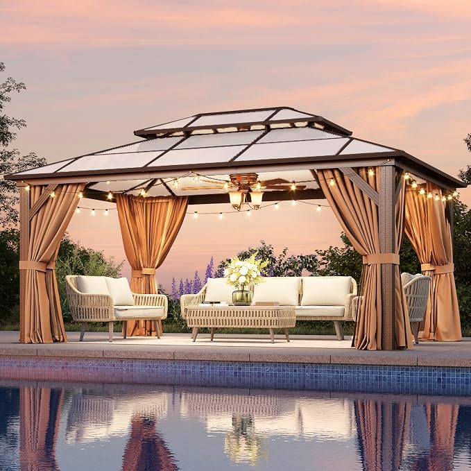 Aoxun 12'x14' Hardtop Gazebo, Outdoor Metal Gazebo by Aoxun