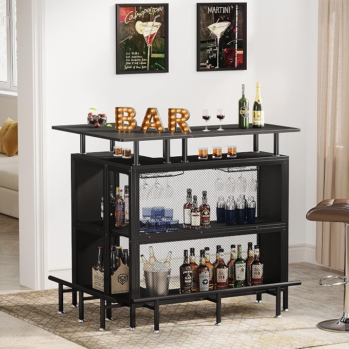 LITTLE TREE Home Bar Unit Mini Liquor Table Cabinet - Image 2